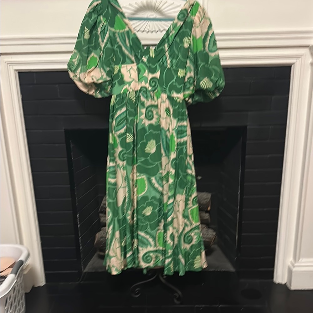 Green and Cream Floral Dress